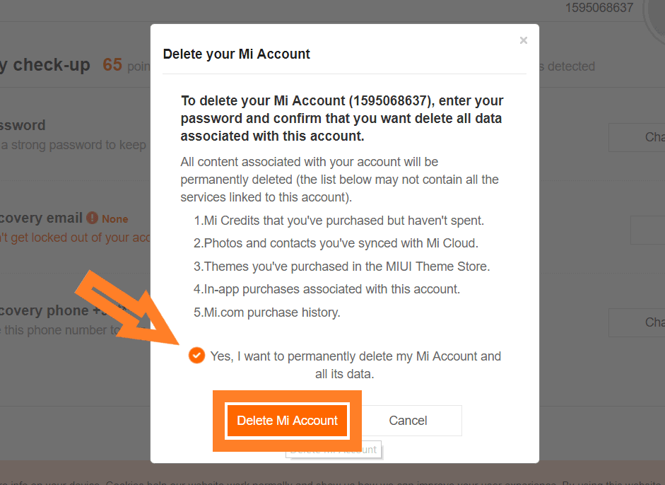 Mi account remove. Mi account delete. Your mi account. Mi account verification.