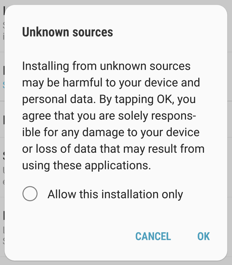 Enable Unknown Sources 