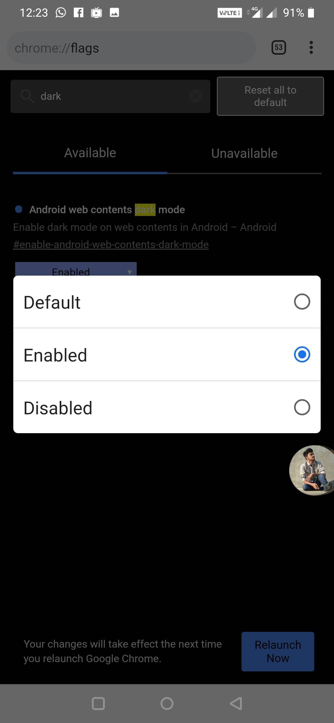 Enable Dark Mode on google Chrome Android