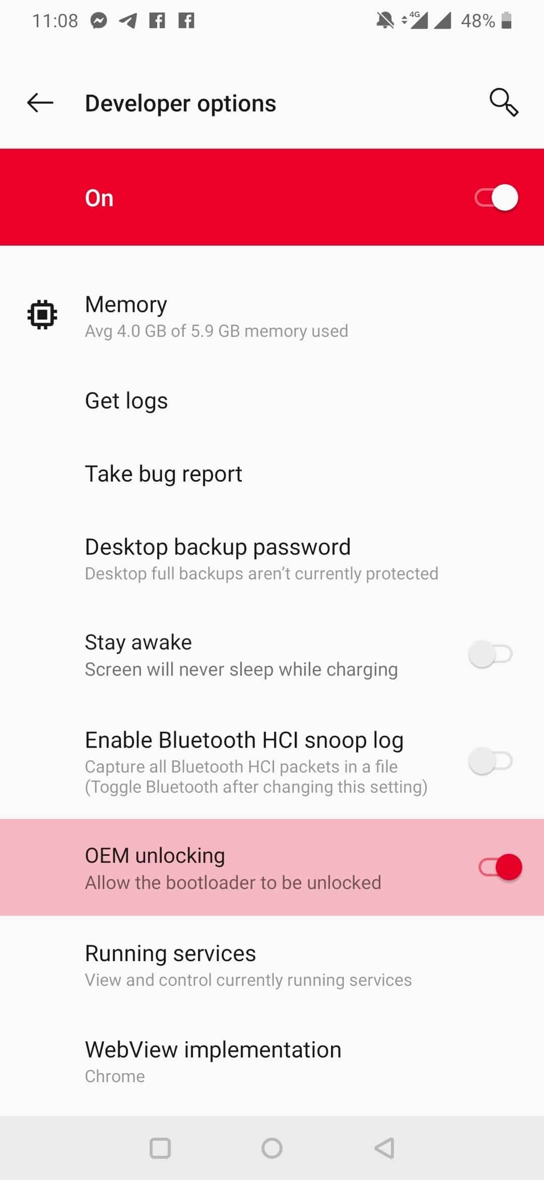 Enable OEM Unlocking on Android