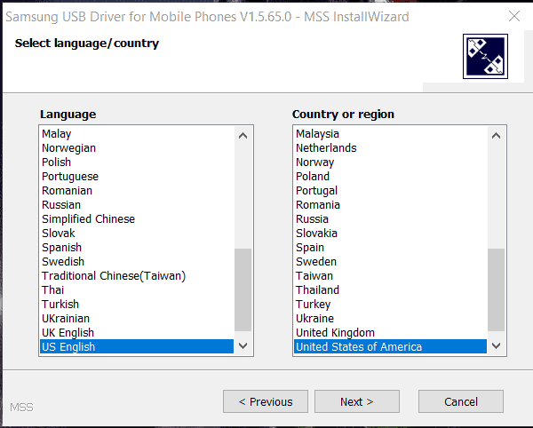 Select-Country-in-samsung-Usb Driver