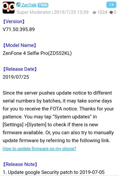 ZenFone 4 Selfie Pro get July security patch, no Pie update yet 