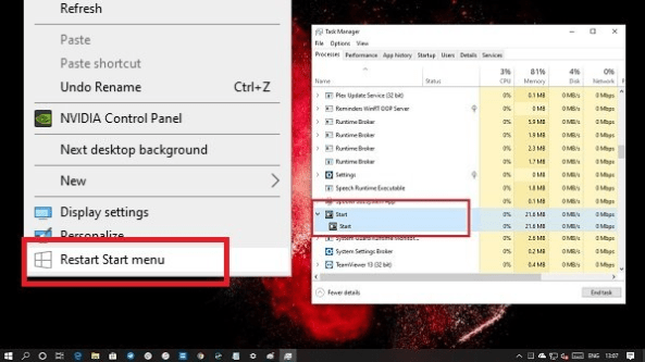 How to add Restart Start Menu to Context Menu on Desktop