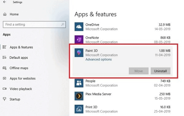 How to uninstall Paint 3D App in Windows 10