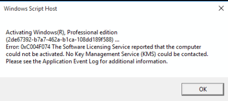 Fix Windows Activation Error Code 0xc004f074