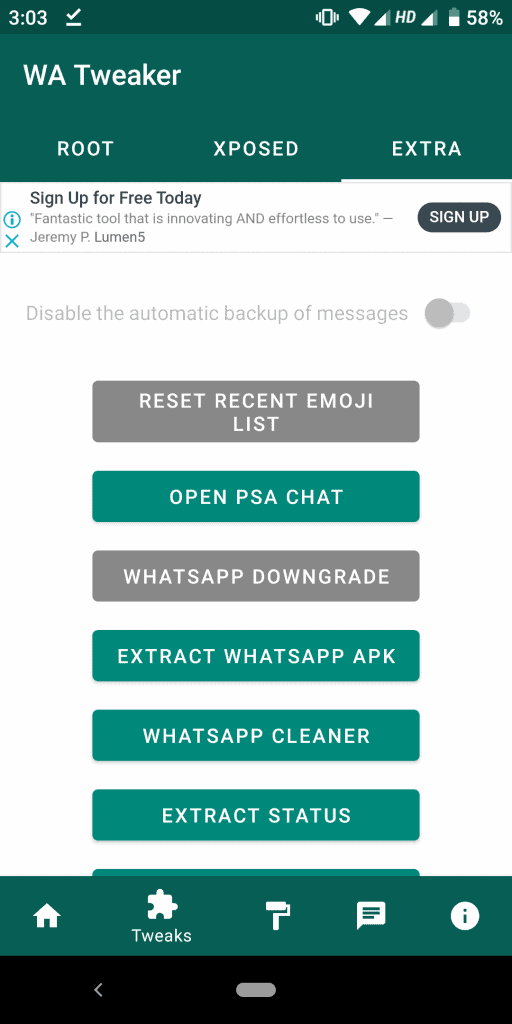 Screenshot of WA Tweaker APK 