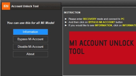 Download Mi Account Unlock Tool To Bypass Remove Mi Account OFF