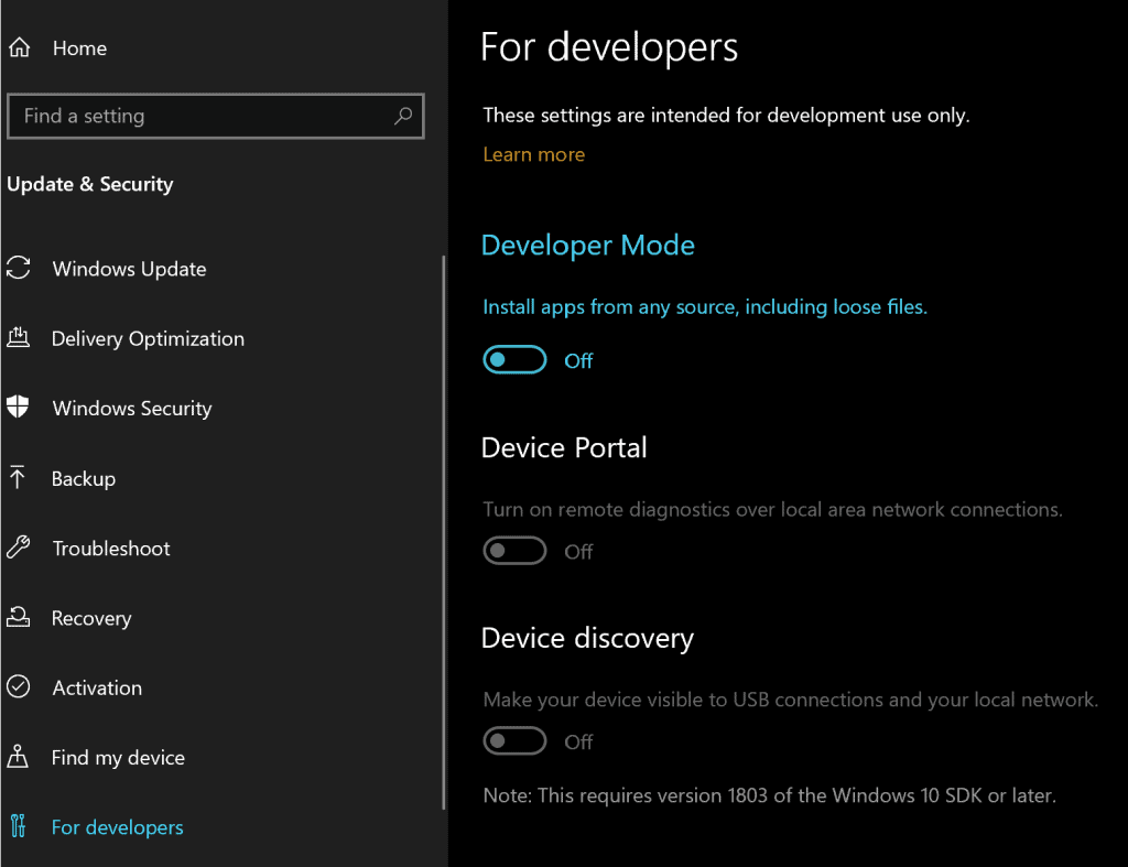 Windows-10-Enable-Developers-Mode