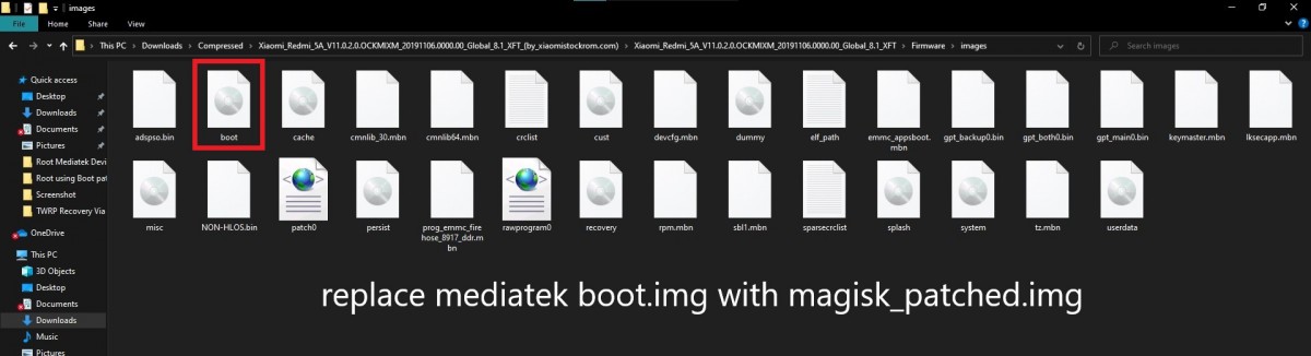 replace mediatek boot.img with magisk_patched img