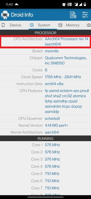 check android device cpu architecture 32 or 64 bit