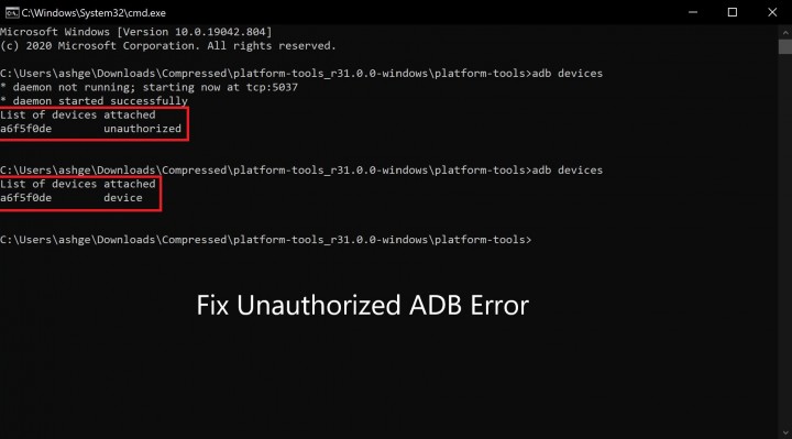 fix unauthorized device adb command