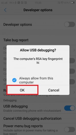 rsa fingerprint pc adb unauthorized