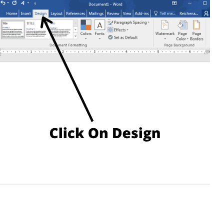 how to double space in word and click on design