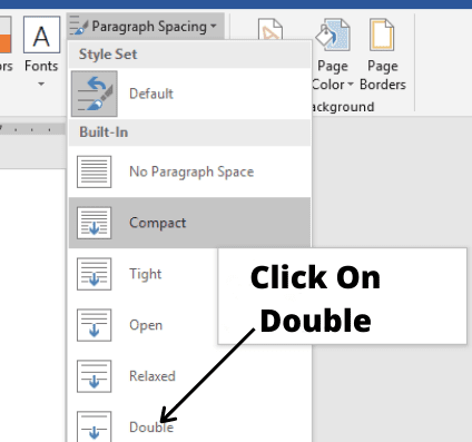 click on double for how to double space in word
