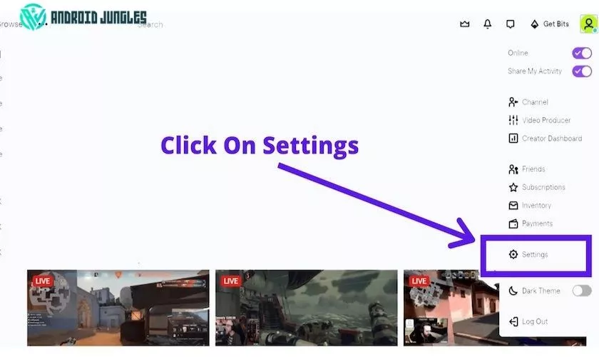 click on settings