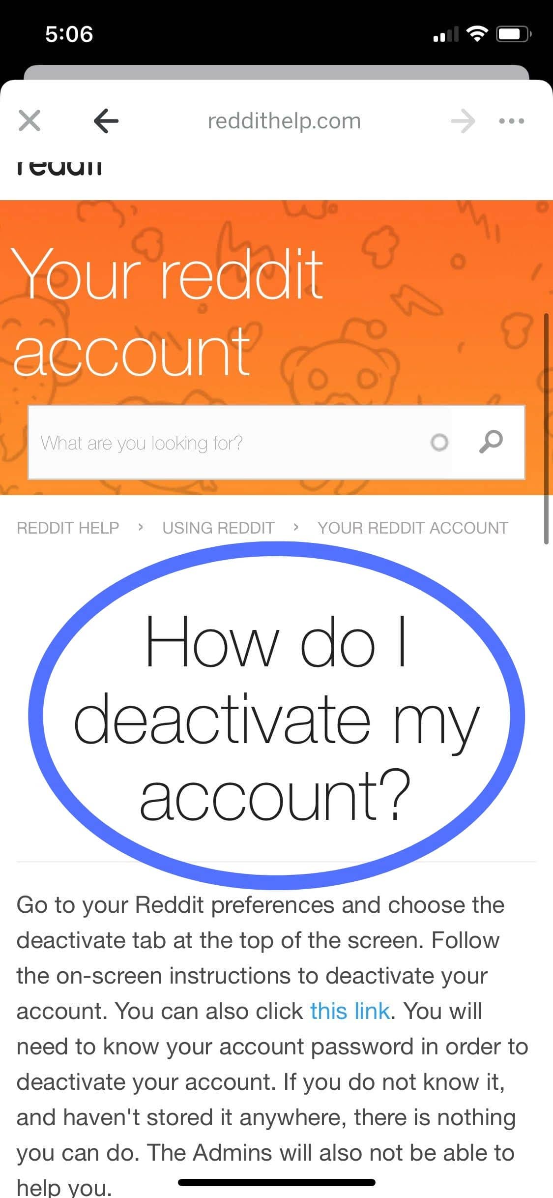 click on how to deactivate account