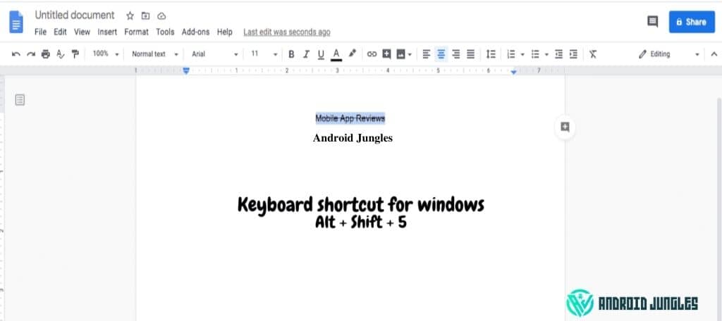 how to srtikethrough in google docs in windows