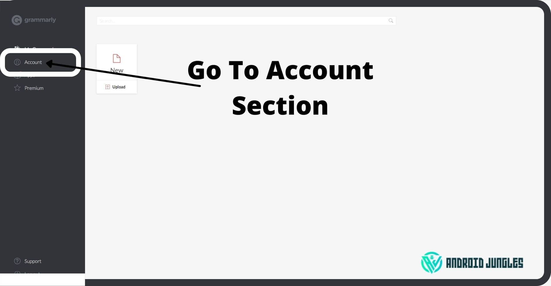 Go to account section