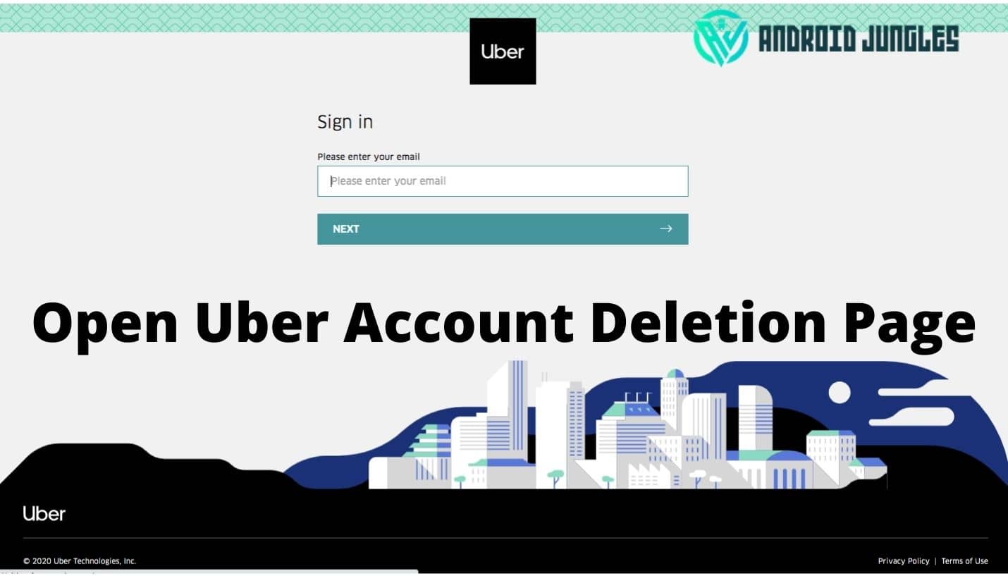 Open Uber Account Deletion Page