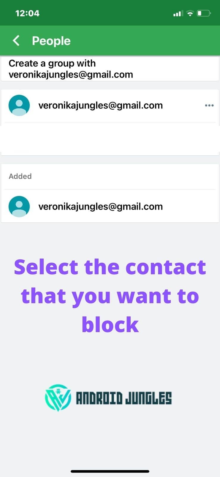 Select the contact that you want to block